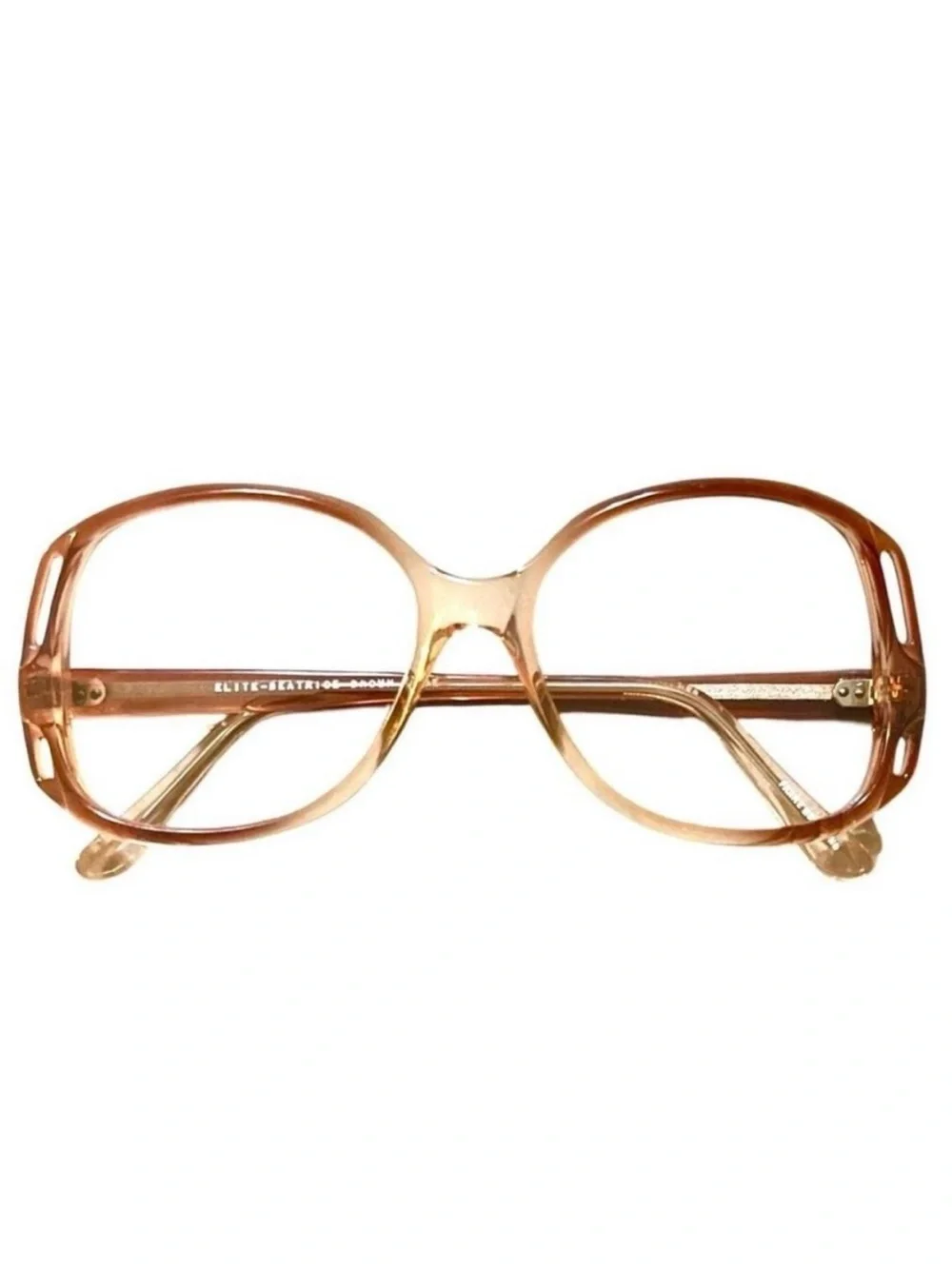 1980’s Vintage Gradient Brown, Oversized Geek Eyeglasses Cutouts,‎ NOS